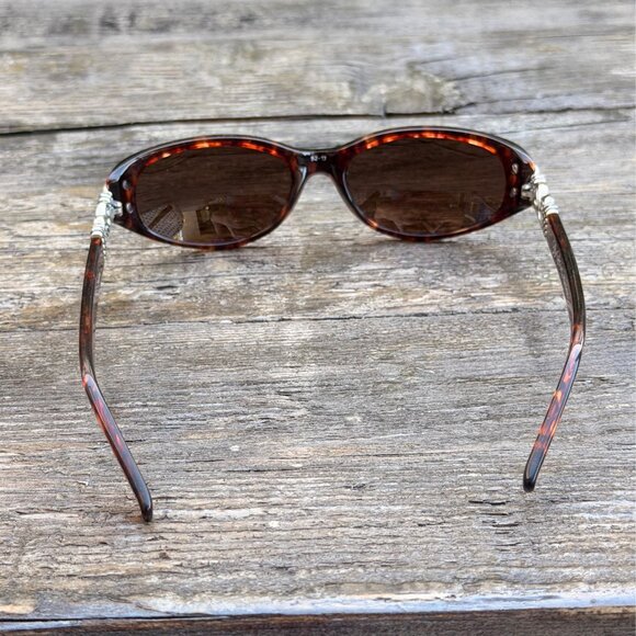 Brighton Sabrina Tortoise Shell Sunglasses Silver Heart Case 52-17 Vintage Brown - Picture 10 of 16
